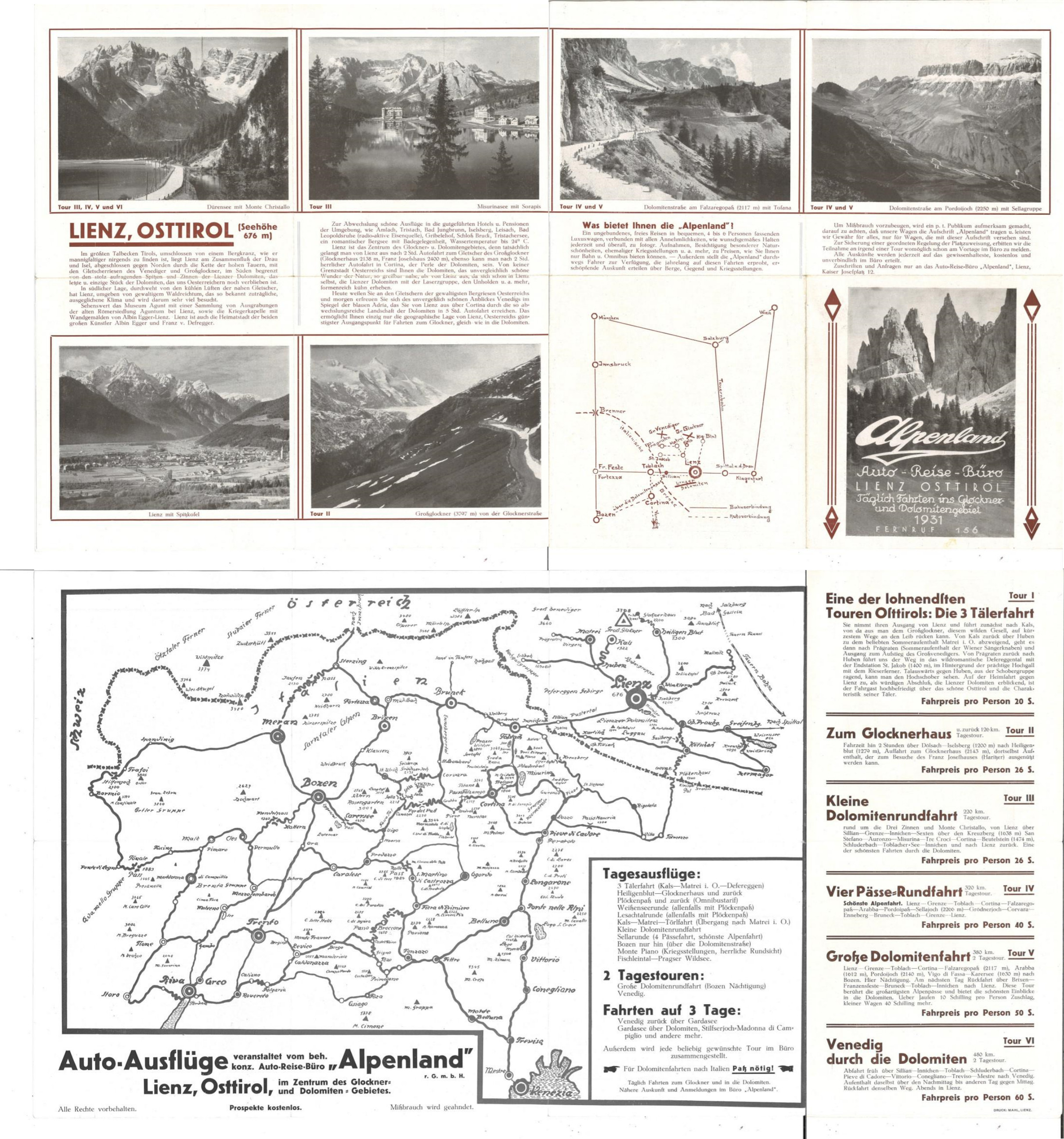 Altes Prospekt Alpenland 1931